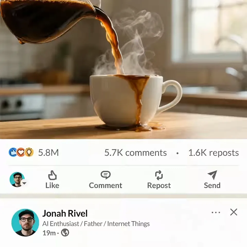 Social post preview showing the brand profile and post details